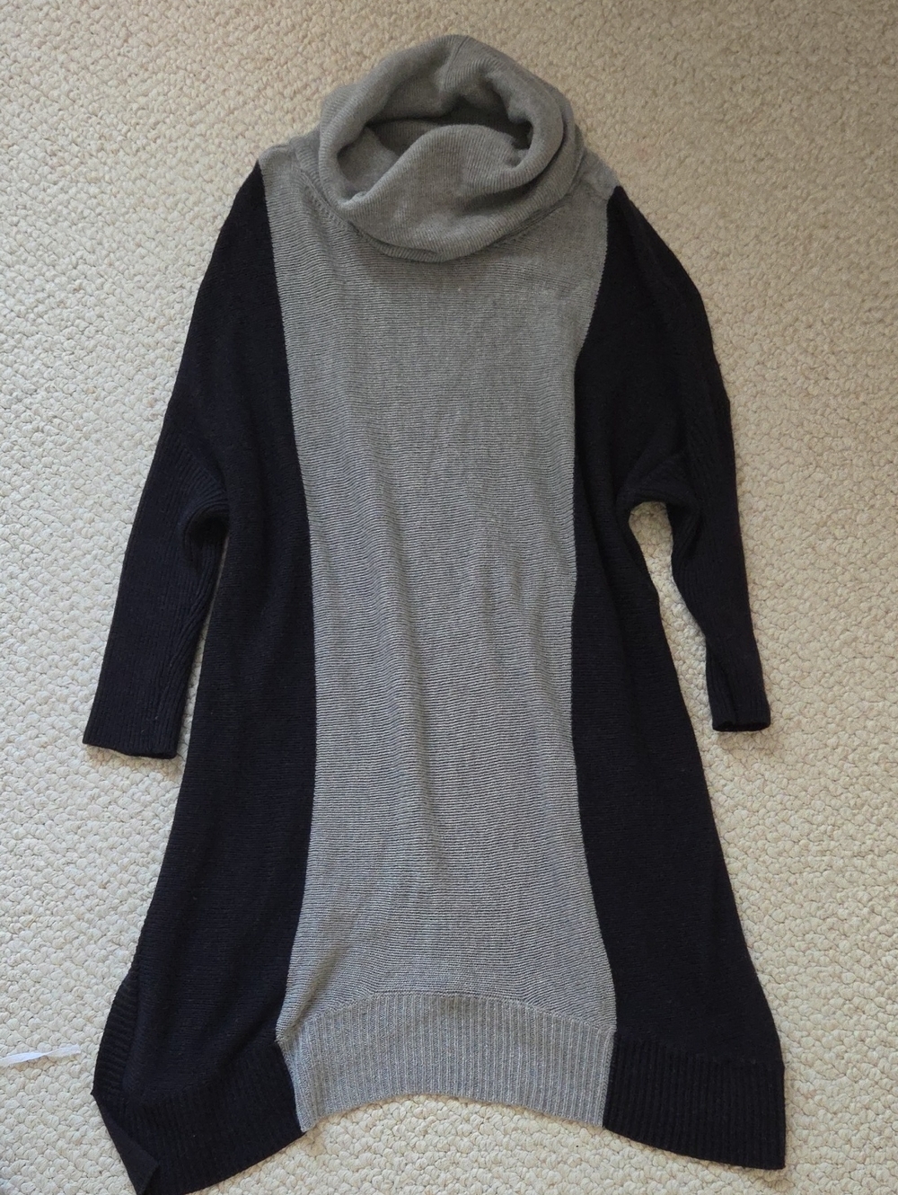 The Limited Gray and Black Colorblock Cowl Neck Sweater